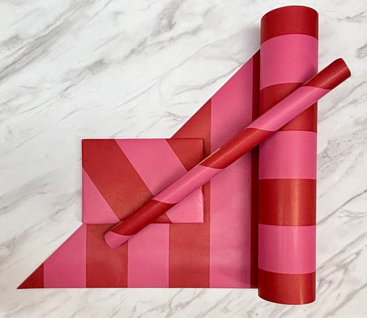 Wrapping Paper Pink Painted Stripes 50CM Wide Eco Friendly, 100% Recycled Kraft | Recyclable, Sustainable, Plastic Free Gift Wrap