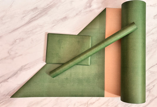 Wrapping Paper Forest Wash Green – 50cm Wide, Eco-Friendly, 100% Recycled Kraft, Plastic-Free & Sustainable Gift Wrap