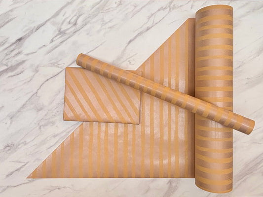 Wrapping Paper Yellow Painted Stripes 50CM Wide Eco Friendly, 100% Recycled Kraft | Recyclable, Sustainable, Plastic Free Gift Wrap