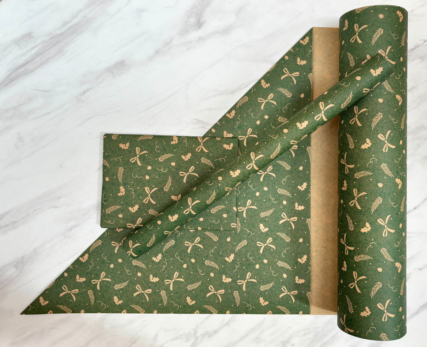 Wrapping Paper Christmas Festive Elements 50CM Wide Eco Friendly, 100% Recycled Kraft | Recyclable, Sustainable, Plastic Free Gift Wrap