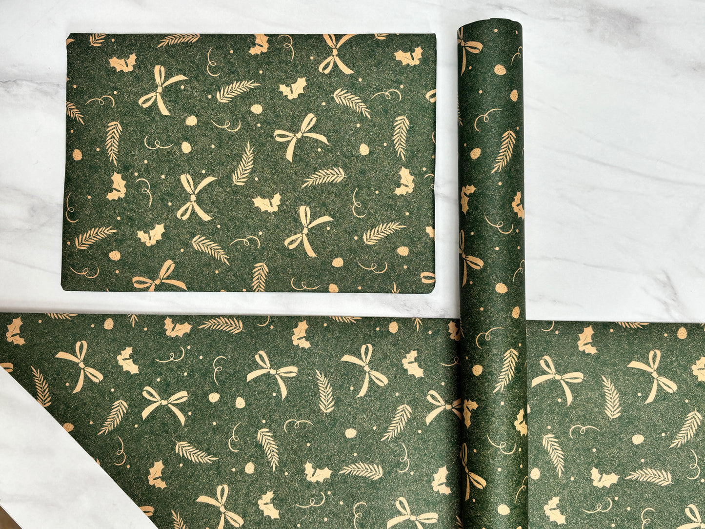 Wrapping Paper Christmas Festive Elements 50CM Wide Eco Friendly, 100% Recycled Kraft | Recyclable, Sustainable, Plastic Free Gift Wrap