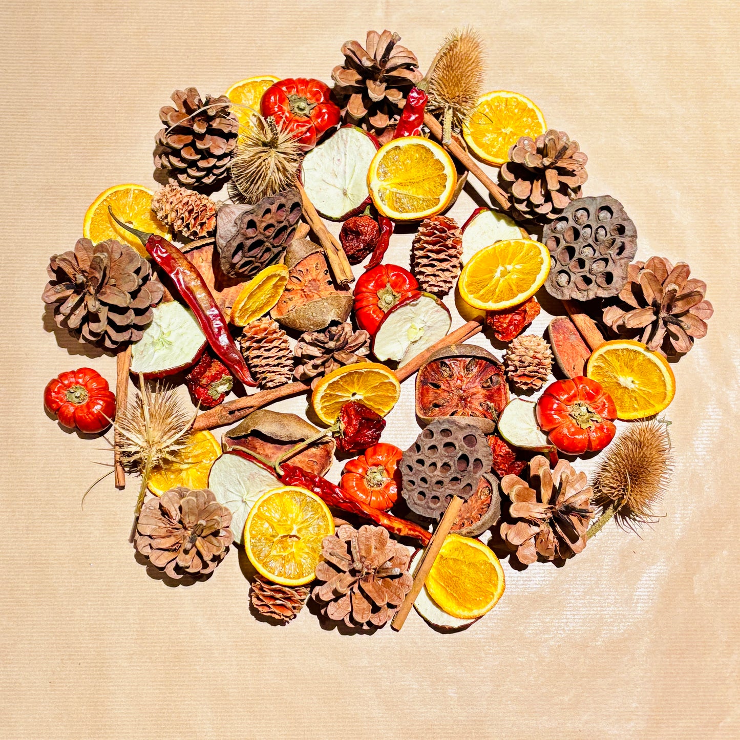 Spooky Spice Halloween Dried Fruit Mix 375g – Mini Pumpkins, Orange & Apple Slices, Pine Cones, Cinnamon & Chillies | Eco Autumn Display Decor