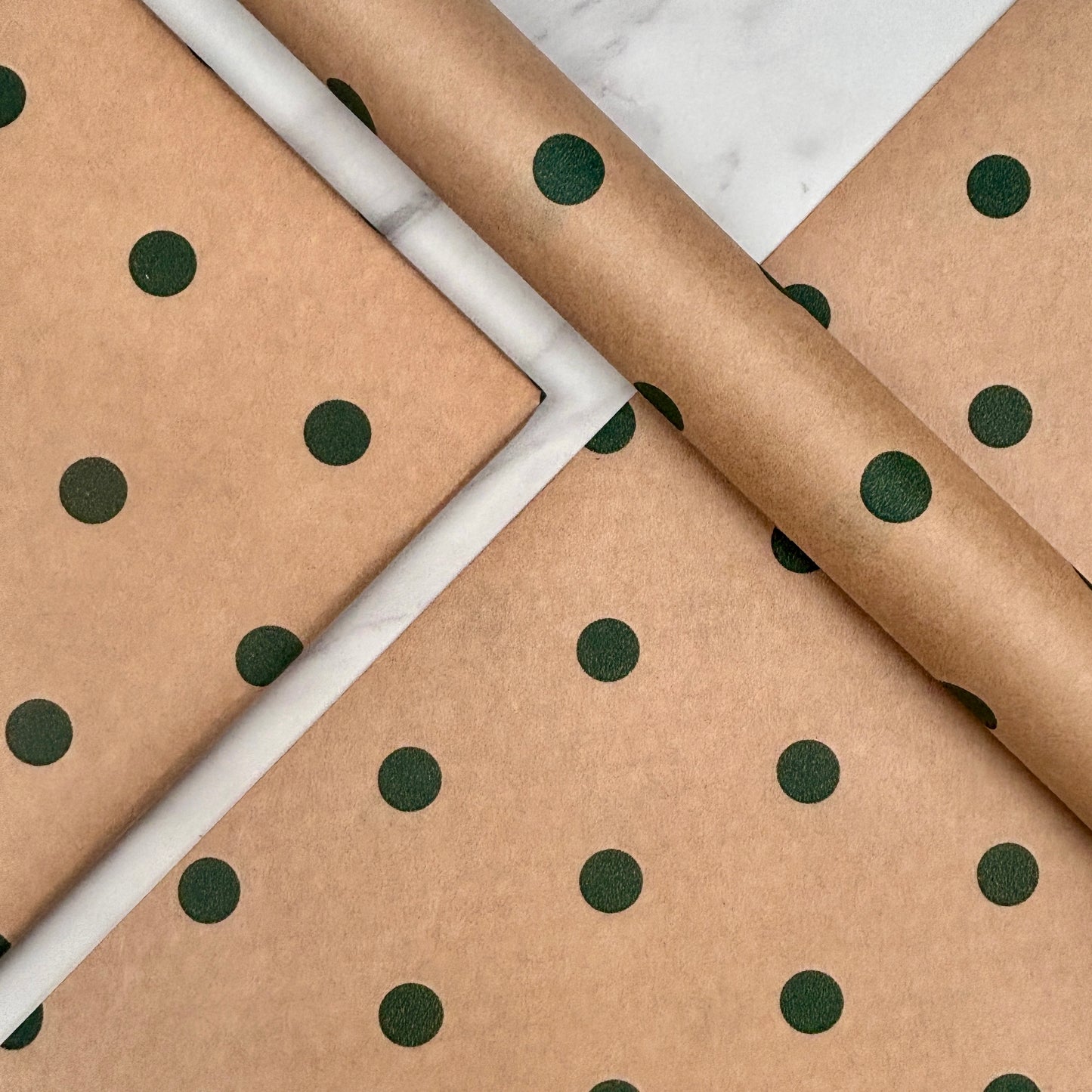 Wrapping Paper Polka Dot Spots (7 Colours) 50CM Wide Eco Friendly, 100% Recycled Kraft | Recyclable, Sustainable, Plastic Free Gift Wrap