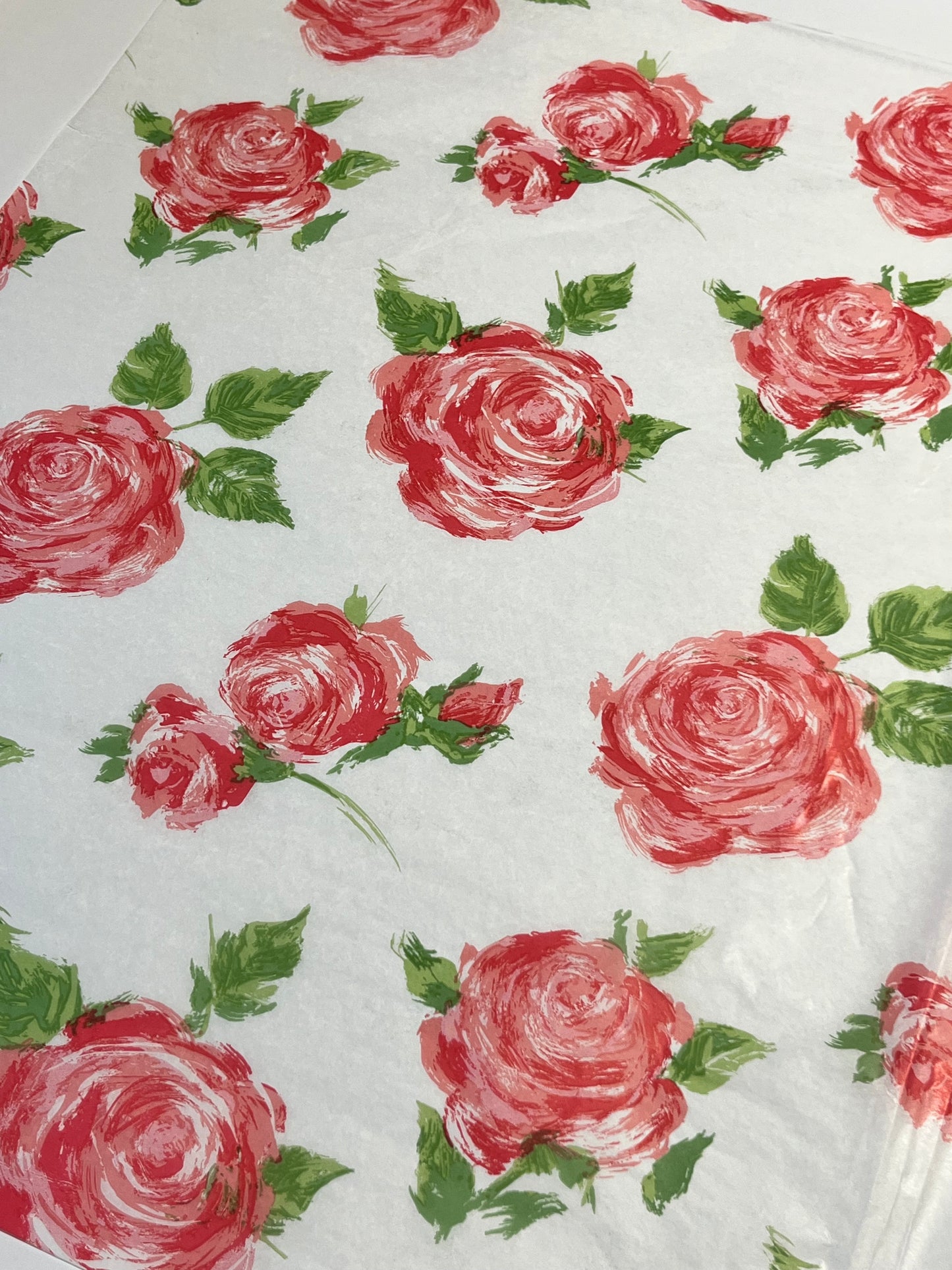 Tissue Paper Pink Red Rose Print Luxury Thick 18GSM Sheets Eco Friendly Full Size 75cm x 50cm 1-10 Sheets Folded