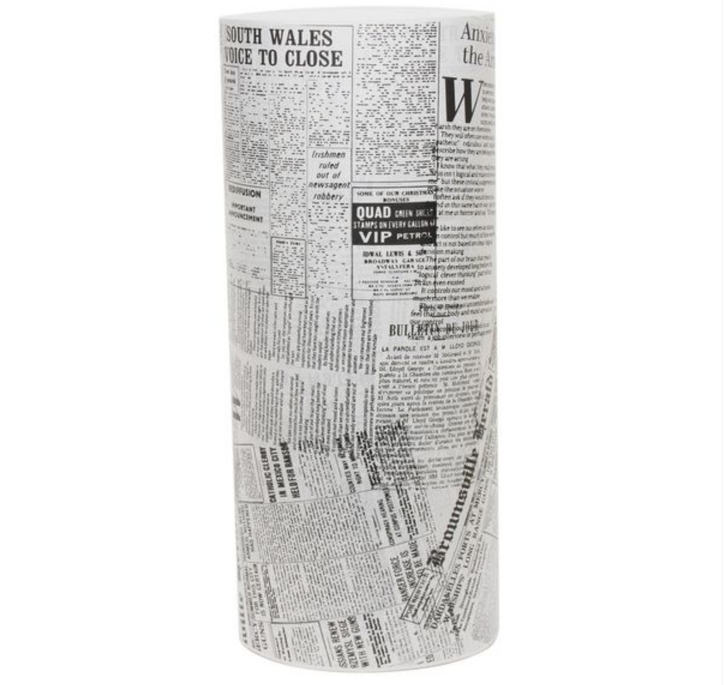 Wrapping Paper Black White Newsprint 50CM Wide Eco Friendly, 100% Recycled Kraft | Recyclable, Sustainable, Plastic Free Gift Wrap