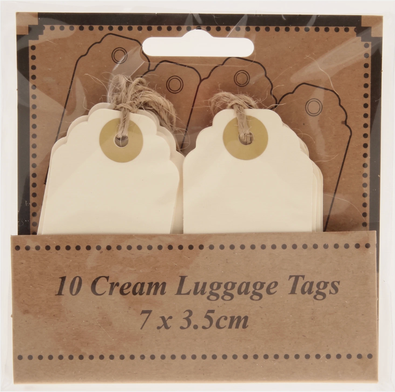 Kraft Luggage Tags Cream – Pack of 10 (7.5 x 3.5cm)