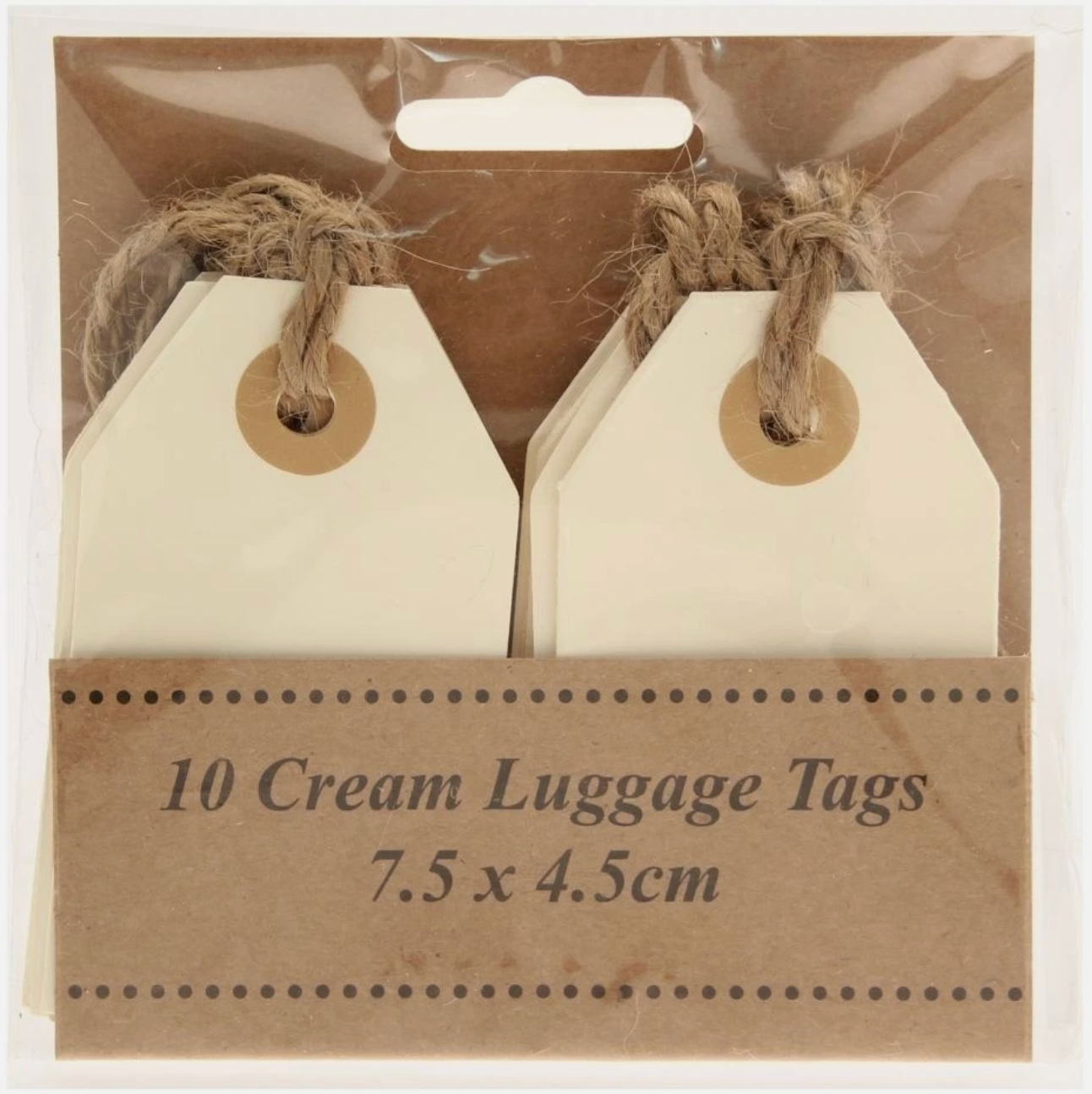 Kraft Luggage Tags Cream – Pack of 10 (7.5 x 4.5cm)