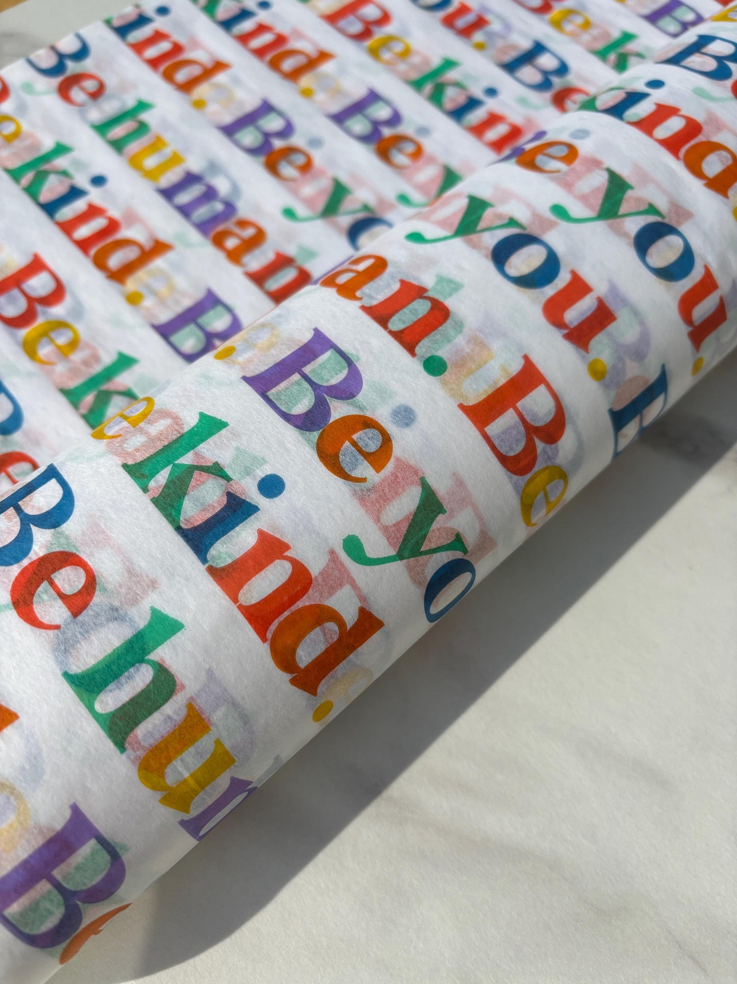 Tissue Paper Be Human Be Kind Print Luxury Thick 18GSM Sheets Eco Friendly Full Size 75cm x 50cm 1-10 Sheets Folded