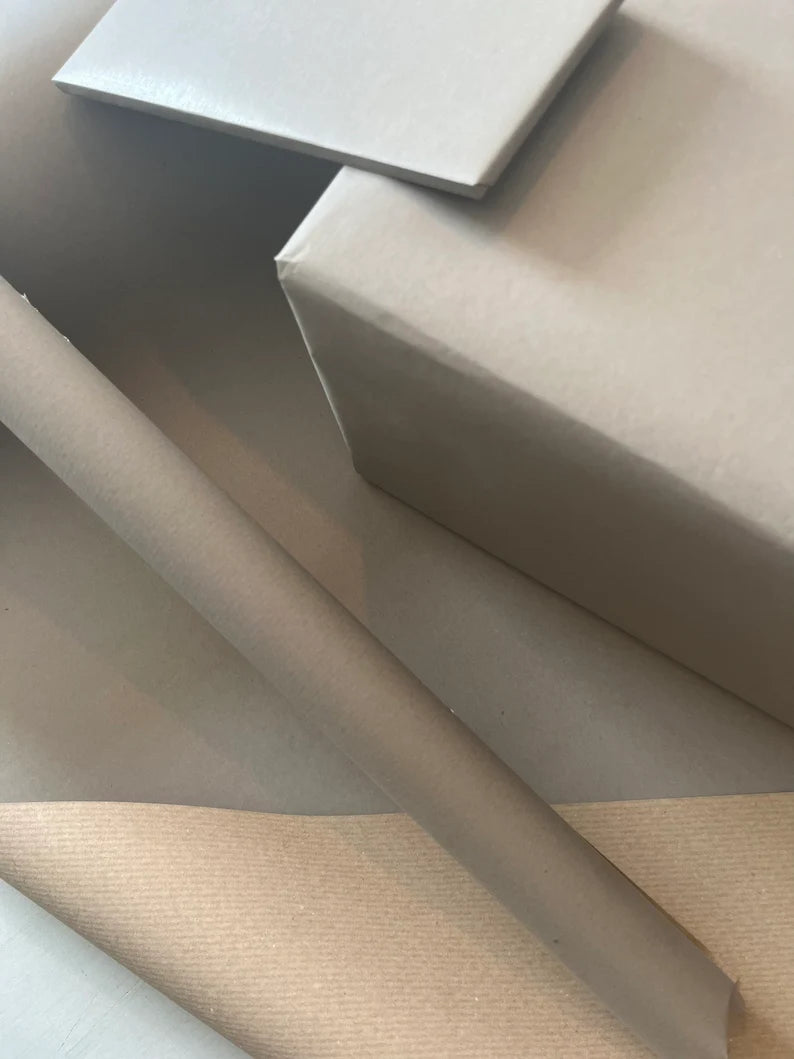 Wrapping Paper Light Grey 50CM Wide Eco Friendly, 100% Recycled Kraft | Recyclable, Sustainable, Plastic Free Gift Wrap