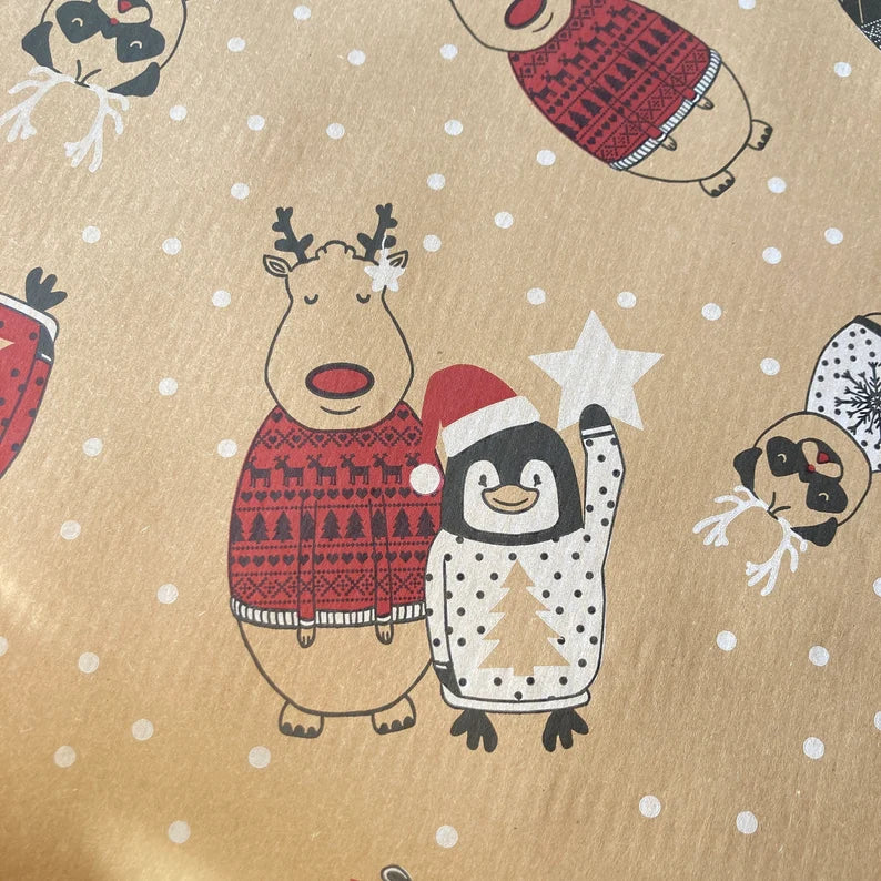 Wrapping Paper Christmas Eco Friendly Wrapping Paper, 100% Recycled & Recyclable, Luxury Kraft gift Wrap, Children’s Xmas Paper, Biodegradab