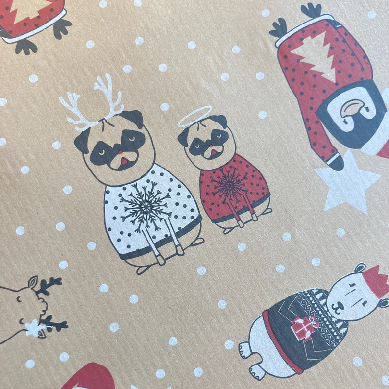 Wrapping Paper Christmas Eco Friendly Wrapping Paper, 100% Recycled & Recyclable, Luxury Kraft gift Wrap, Children’s Xmas Paper, Biodegradab