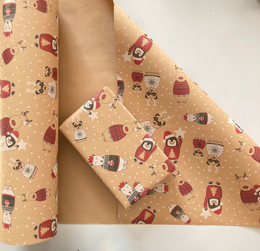 Wrapping Paper Christmas Eco Friendly Wrapping Paper, 100% Recycled & Recyclable, Luxury Kraft gift Wrap, Children’s Xmas Paper, Biodegradab
