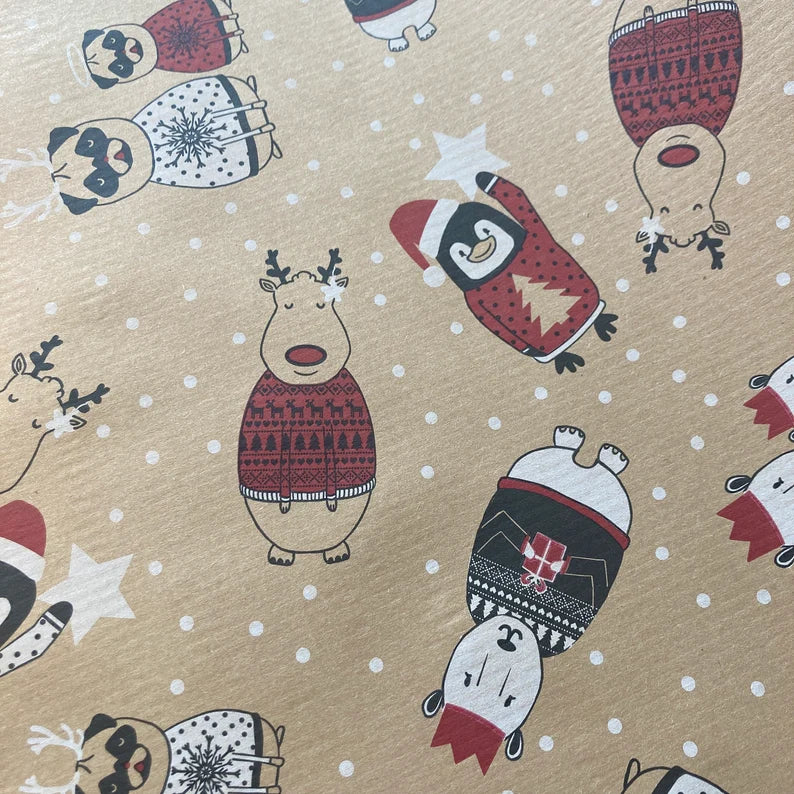 Wrapping Paper Christmas Eco Friendly Wrapping Paper, 100% Recycled & Recyclable, Luxury Kraft gift Wrap, Children’s Xmas Paper, Biodegradab