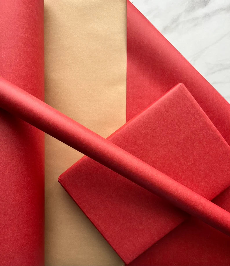 Wrapping Paper Christmas Gift Wrap Roll Green, Red, Gold Sustainable Eco Friendly Gift Wrapping Paper, 100% Recycled & Recyclable Kraft Pape