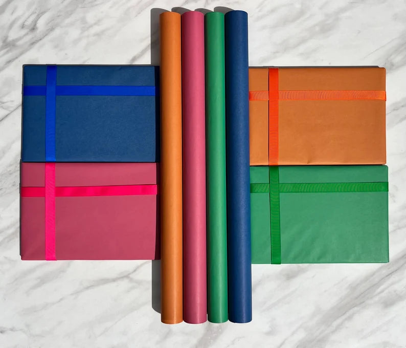 Wrapping Paper Marino Blue 50CM Wide Eco Friendly, 100% Recycled Kraft | Recyclable, Sustainable, Plastic Free Gift Wrap