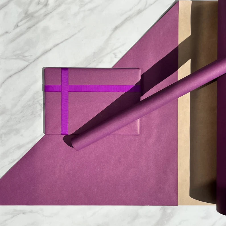Wrapping Paper Purple Berry 50CM Wide Eco Friendly, 100% Recycled Kraft | Recyclable, Sustainable, Plastic Free Gift Wrap