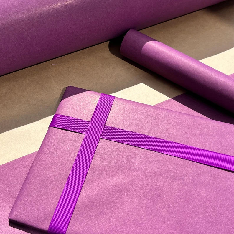 Wrapping Paper Purple Berry 50CM Wide Eco Friendly, 100% Recycled Kraft | Recyclable, Sustainable, Plastic Free Gift Wrap