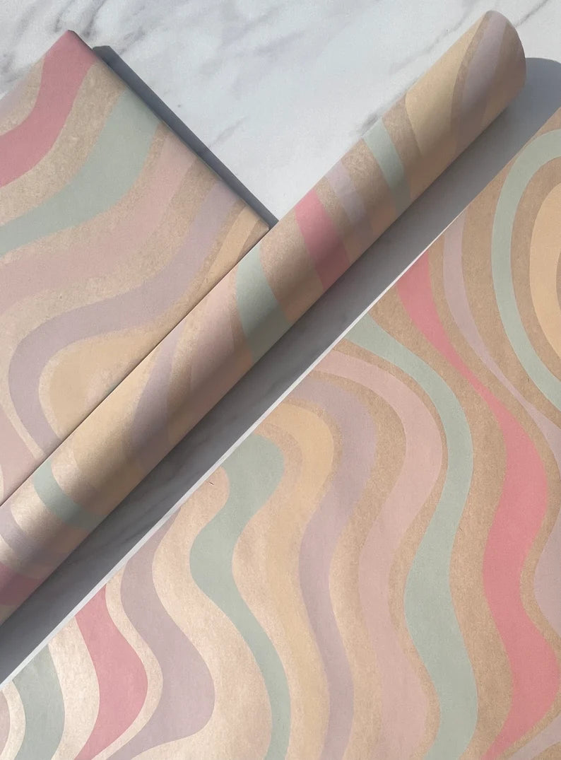 Wrapping Paper Candy Swirl 50CM Wide Eco Friendly, 100% Recycled Kraft | Recyclable, Sustainable, Plastic Free Gift Wrap