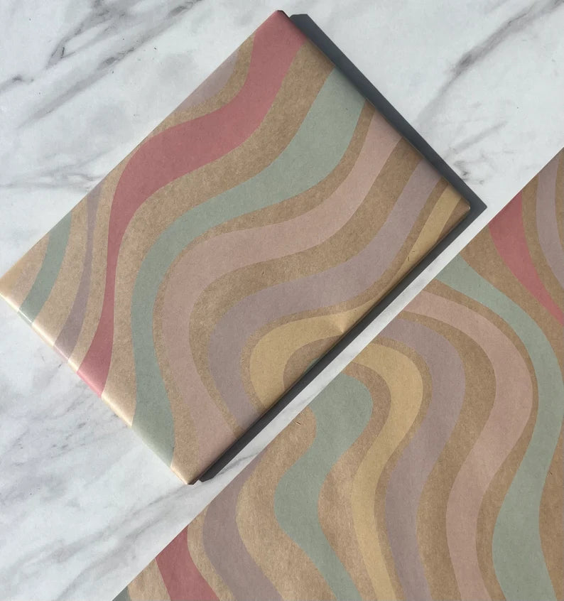 Wrapping Paper Candy Swirl 50CM Wide Eco Friendly, 100% Recycled Kraft | Recyclable, Sustainable, Plastic Free Gift Wrap