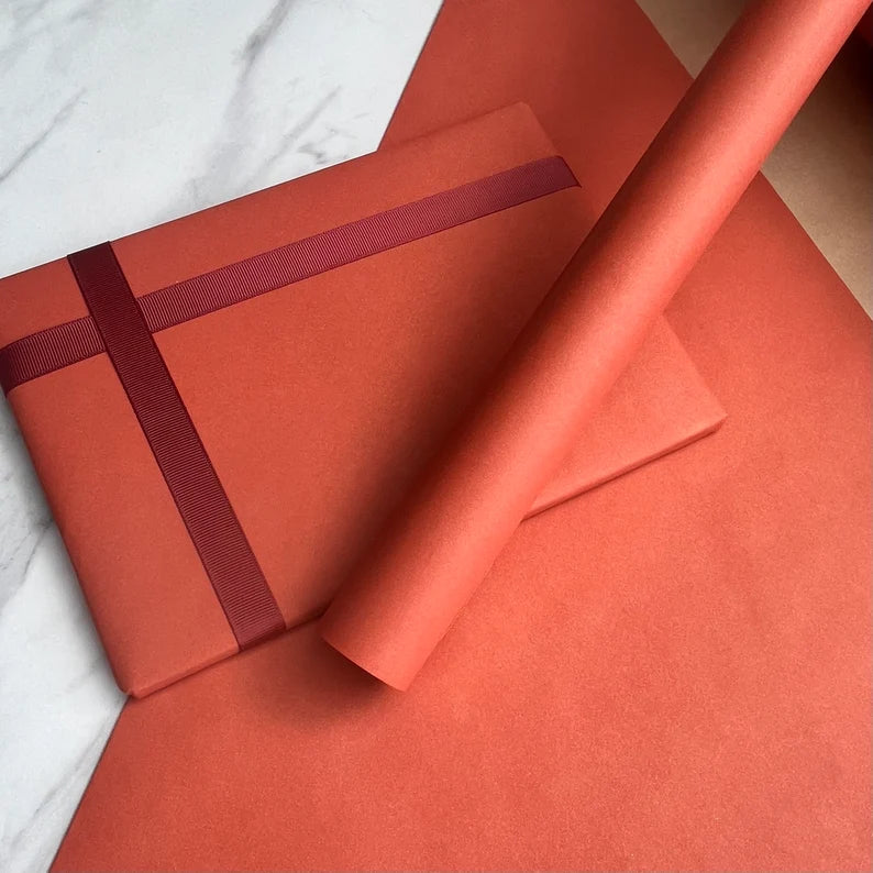 Wrapping Paper Orange Clay Brown 50CM Wide Eco Friendly, 100% Recycled Kraft | Recyclable, Sustainable, Plastic Free Gift Wrap
