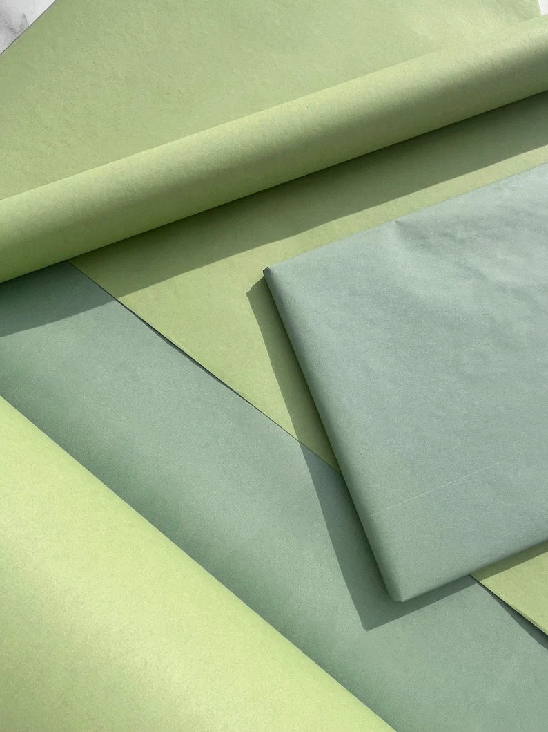 Wrapping Paper Sage/Eucalyptus Duo 50CM Wide Eco Friendly, 100% Recycled Kraft | Recyclable, Sustainable, Plastic Free Gift Wrap