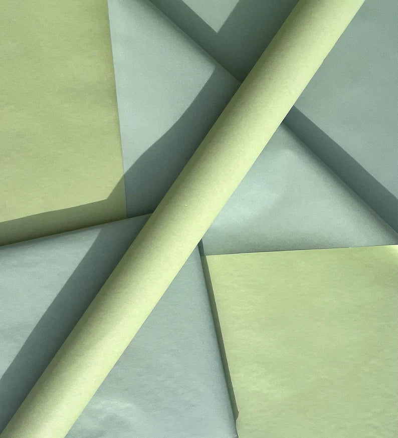 Wrapping Paper Sage/Eucalyptus Duo 50CM Wide Eco Friendly, 100% Recycled Kraft | Recyclable, Sustainable, Plastic Free Gift Wrap