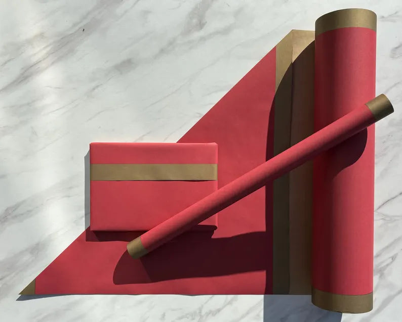 Wrapping Paper Forest Red Christmas 50CM Wide Eco Friendly, 100% Recycled Kraft | Recyclable, Sustainable, Plastic Free Gift Wrap