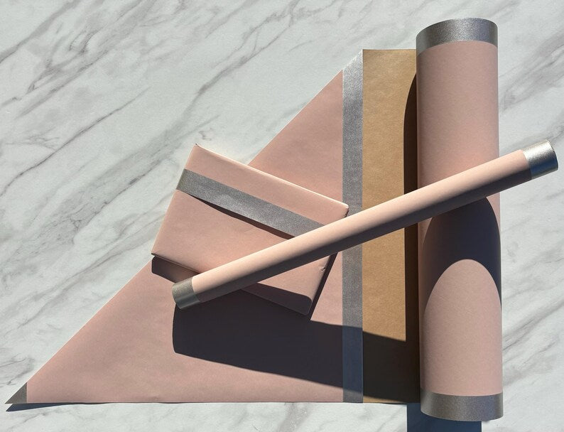 Wrapping Paper Pastel Pink 50CM Wide Eco Friendly, 100% Recycled Kraft | Recyclable, Sustainable, Plastic Free Gift Wrap