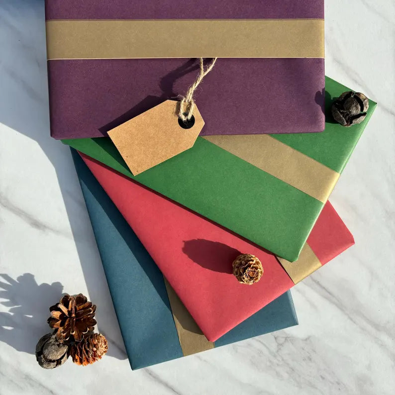 Wrapping Paper Forest Red Christmas 50CM Wide Eco Friendly, 100% Recycled Kraft | Recyclable, Sustainable, Plastic Free Gift Wrap