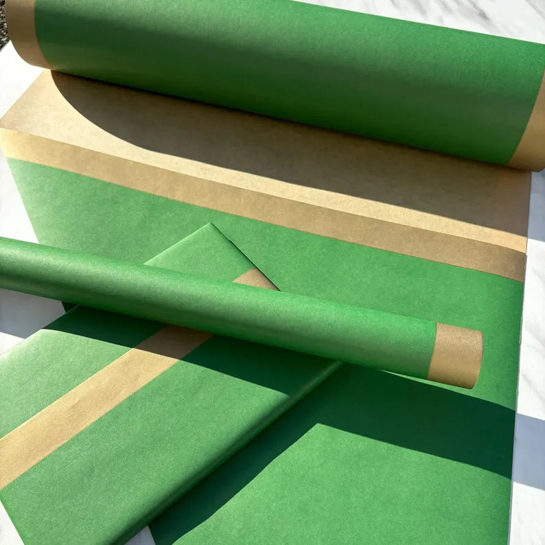 Wrapping Paper Forest Green Christmas 50CM Wide Eco Friendly, 100% Recycled Kraft | Recyclable, Sustainable, Plastic Free Gift Wrap