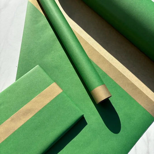 Wrapping Paper Forest Green Christmas 50CM Wide Eco Friendly, 100% Recycled Kraft | Recyclable, Sustainable, Plastic Free Gift Wrap