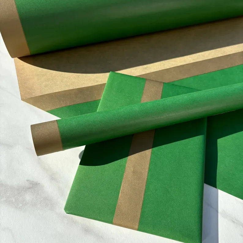 Wrapping Paper Forest Green Christmas 50CM Wide Eco Friendly, 100% Recycled Kraft | Recyclable, Sustainable, Plastic Free Gift Wrap