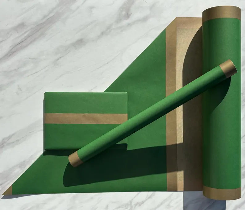 Wrapping Paper Forest Green Christmas 50CM Wide Eco Friendly, 100% Recycled Kraft | Recyclable, Sustainable, Plastic Free Gift Wrap