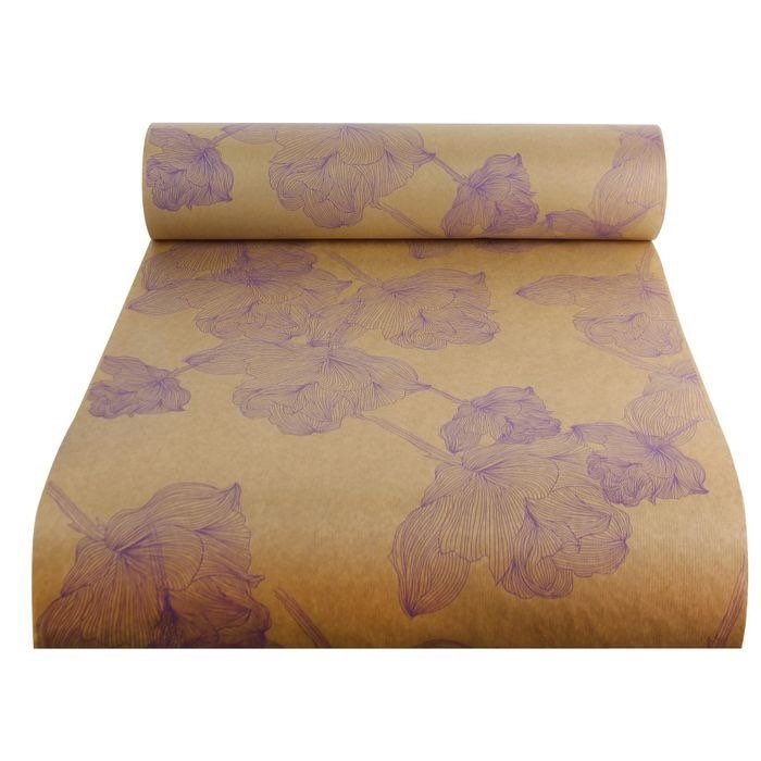 Wrapping Paper Purple Lilac Floral 50CM Wide Eco Friendly, 100% Recycled Kraft | Recyclable, Sustainable, Plastic Free Gift Wrap