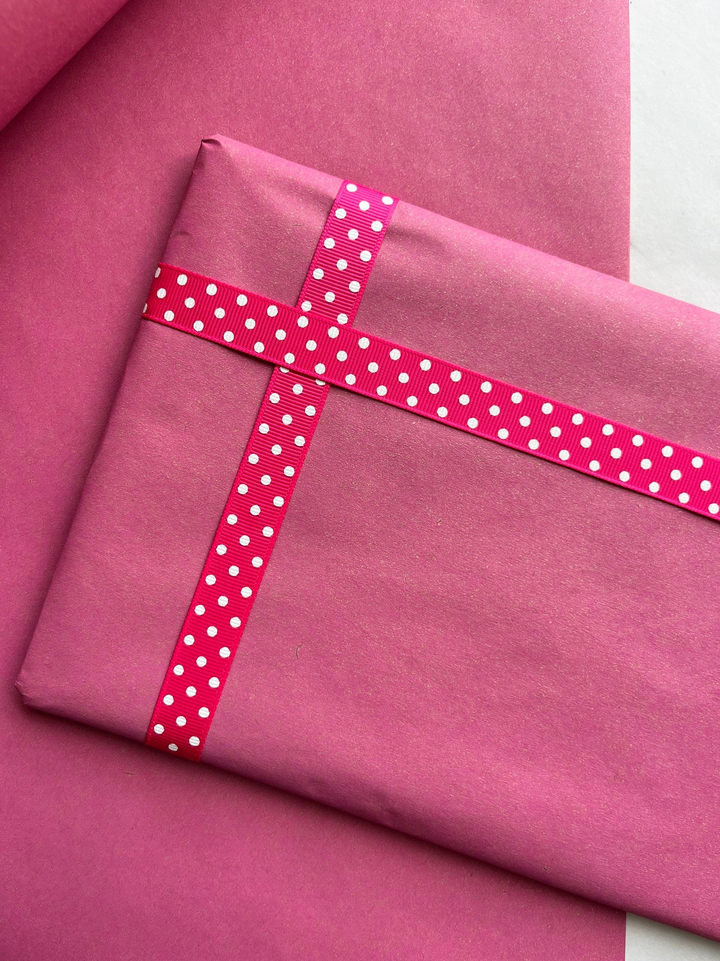 Wrapping Paper Matt Pink 50CM Wide Eco Friendly, 100% Recycled Kraft | Recyclable, Sustainable, Plastic Free Gift Wrap