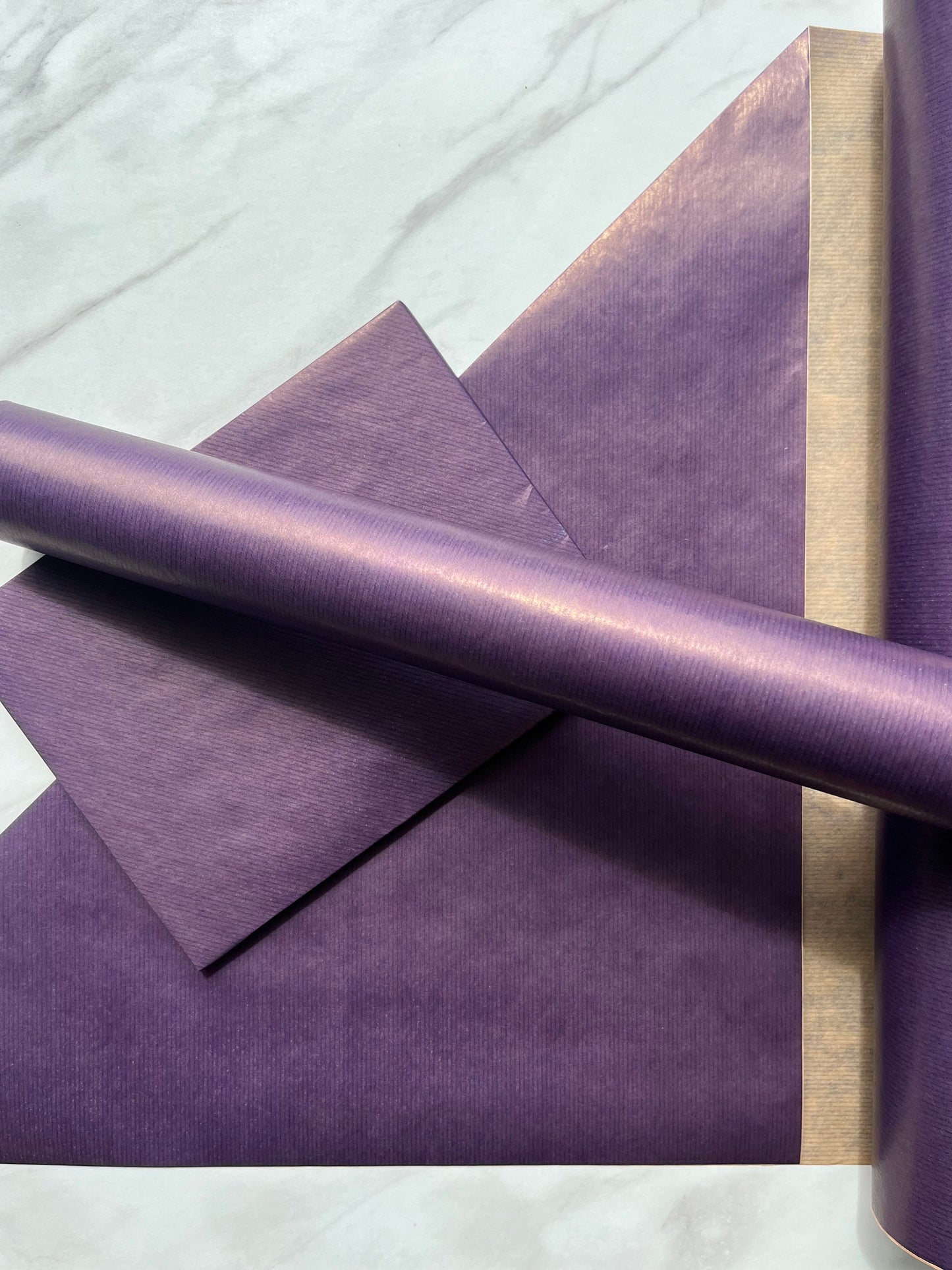 Wrapping Paper Purple Lined 50CM Wide Eco Friendly, 100% Recycled Kraft | Recyclable, Sustainable, Plastic Free Gift Wrap