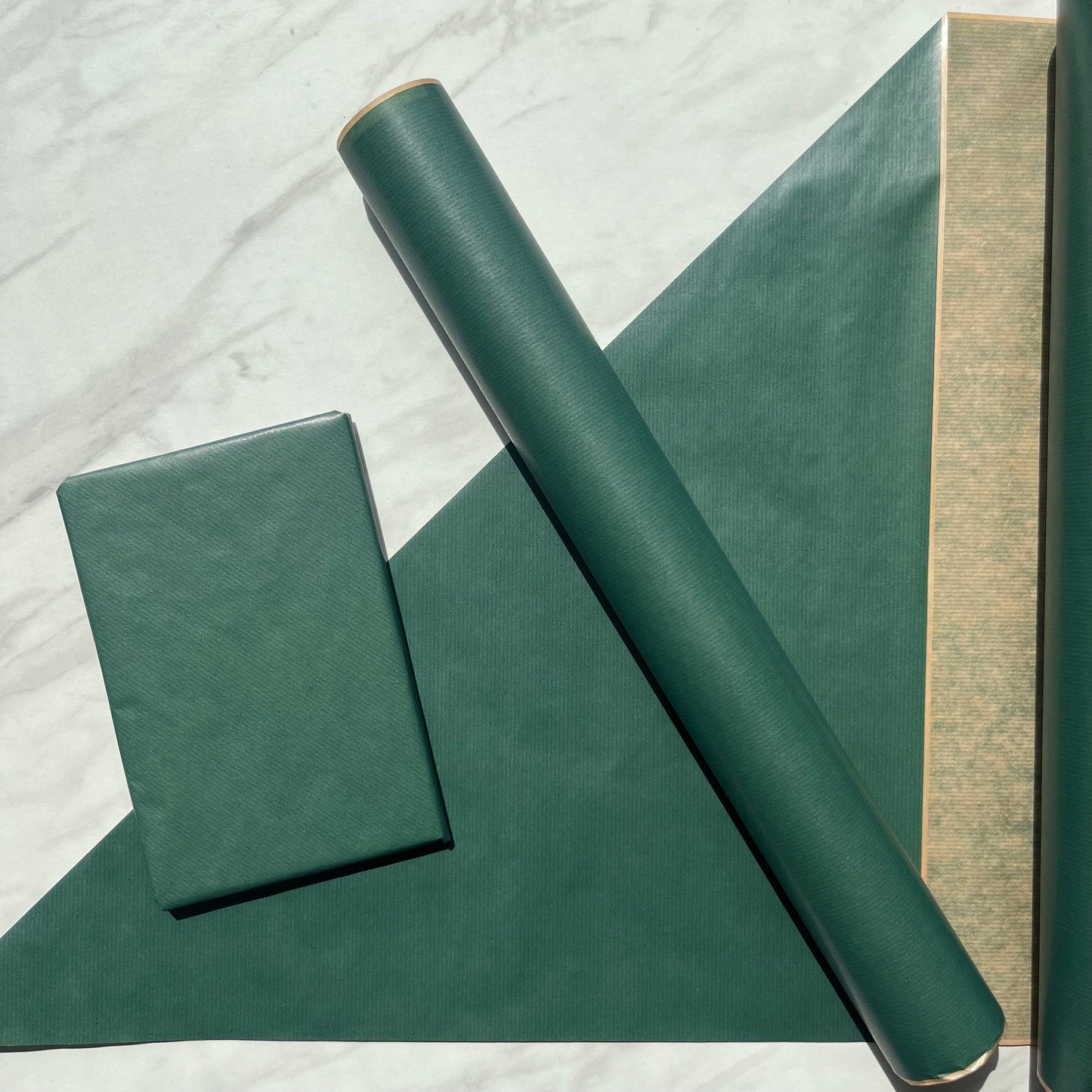 Wrapping Paper Green Lined 50CM Wide Eco Friendly, 100% Recycled Kraft | Recyclable, Sustainable, Plastic Free Gift Wrap