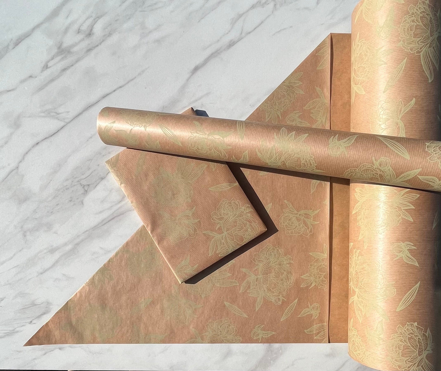 Wrapping Paper Lime Green Sage Floral 50CM Wide Eco Friendly, 100% Recycled Kraft | Recyclable, Sustainable, Plastic Free Gift Wrap