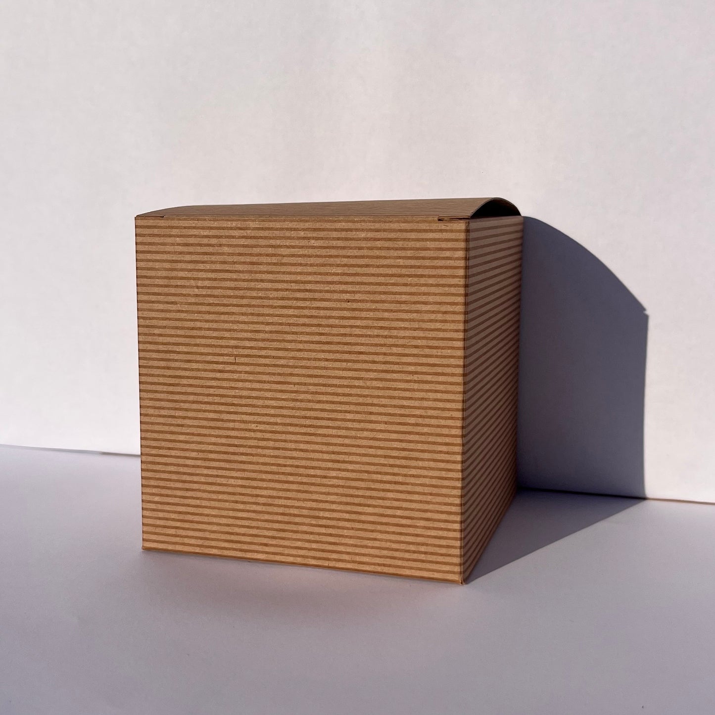 Stripe Kraft Flat Pack Gift Candle Boxes 10x10x10 cm, Advent Calendar, Recycled and recyclable.
