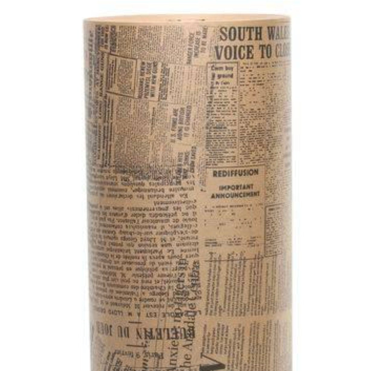 Wrapping Paper Black Brown Newsprint 50CM Wide Eco Friendly, 100% Recycled Kraft | Recyclable, Sustainable, Plastic Free Gift Wrap