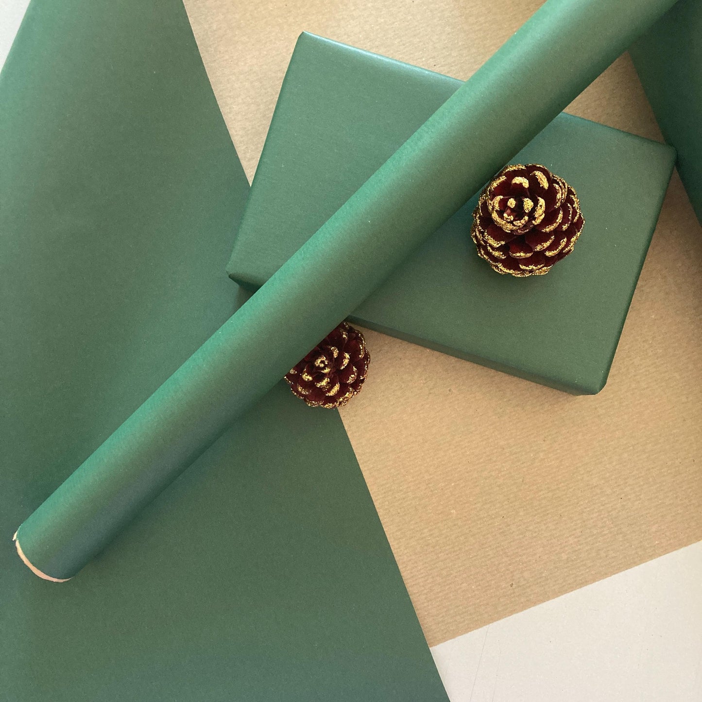 Christmas Wrapping Paper Red Green & Gold 50cm Wide, Luxury Eco Friendly Recycled Kraft