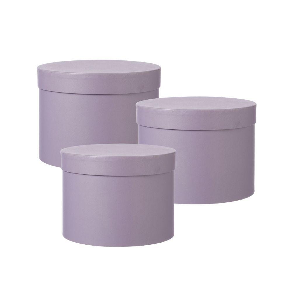 Hat Boxes Set Of 3 Round Storage Boxes, Lilac, Designer Flower Pot, Eco Friendly,