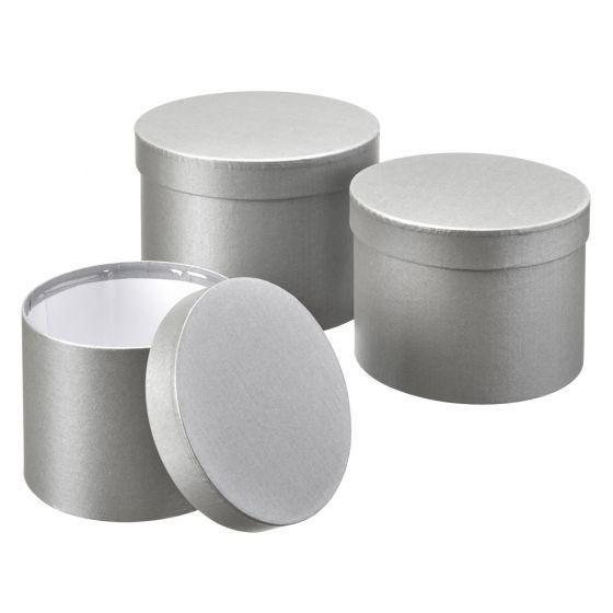 Hat Boxes Set Of 3 Round Storage Boxes, Grey, Designer Flower Pot, Eco Friendly,