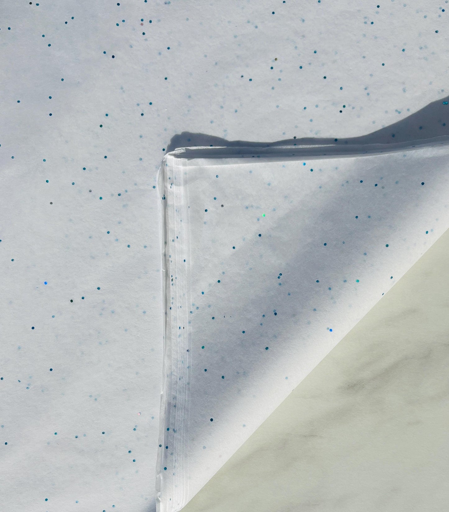 Tissue Paper Blue Topaz Gemstones On White Print Eco Friendly, 100% Recycled & Recyclable, Luxury Printed Tissue Paper