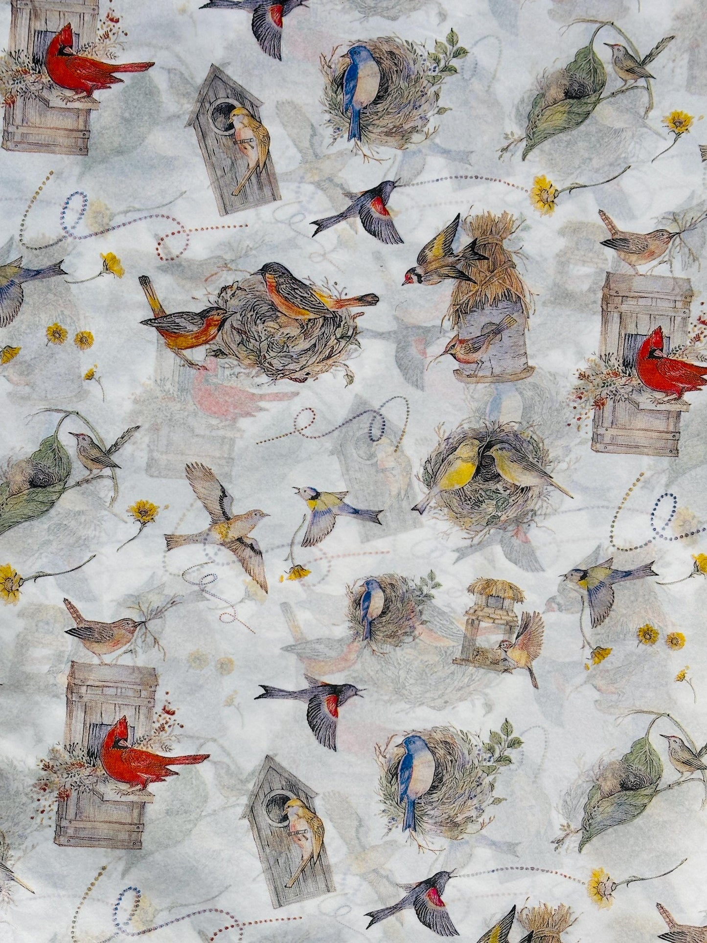 Tissue Paper Birds Nests And Boxes Print Luxury Thick 18GSM Sheets Eco Friendly Full Size 75cm x 50cm 1-10 Sheets Folded