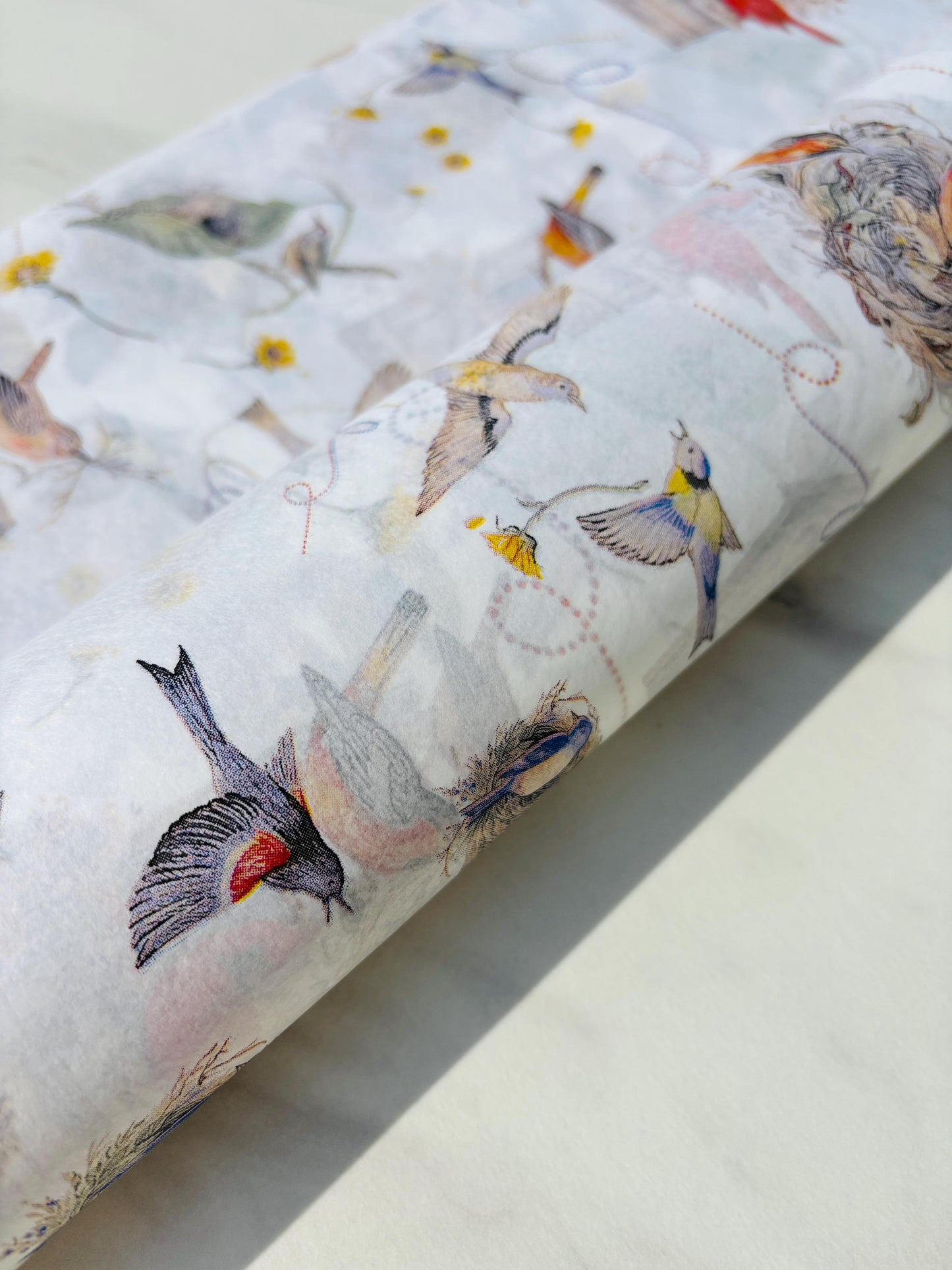 Tissue Paper Birds Nests And Boxes Print Luxury Thick 18GSM Sheets Eco Friendly Full Size 75cm x 50cm 1-10 Sheets Folded