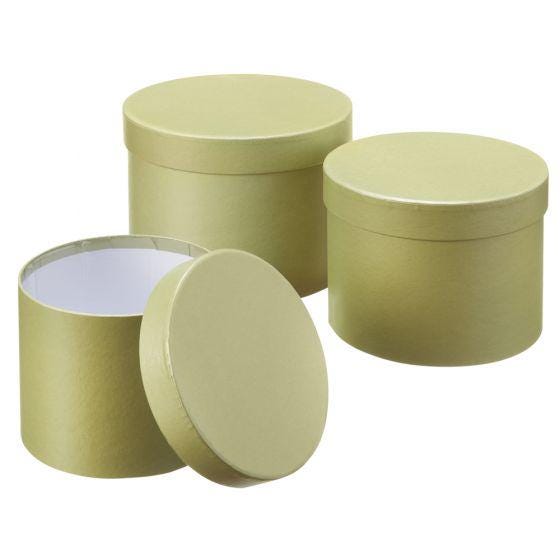 Hat Boxes Set Of 3 Round Storage Boxes, Sage Green, Designer Flower Pot, Eco Friendly,