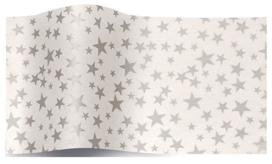 Tissue Paper Silver Stars Shiny Print Eco Friendly, 100% Recycled & Recyclable, Luxury  Printed Tissue Paper