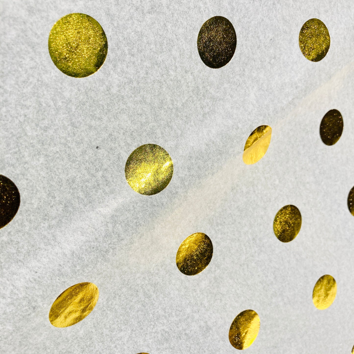 Tissue Paper Gold Foil Polka Dot Luxury Thick 18GSM Sheets Eco Friendly Full Size 75cm x 50cm 1-10 Sheets Folded