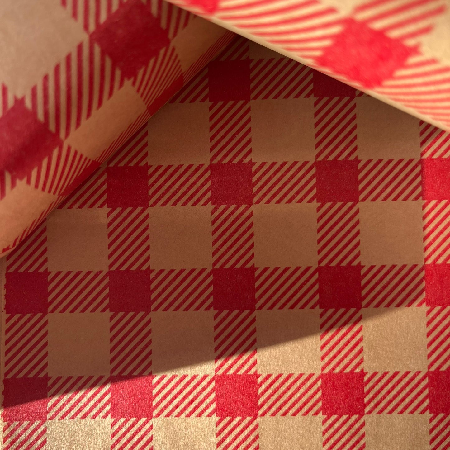 Wrapping Paper Red Gingham Check 50CM Wide Eco Friendly, 100% Recycled Kraft | Recyclable, Sustainable, Plastic Free Gift Wrap